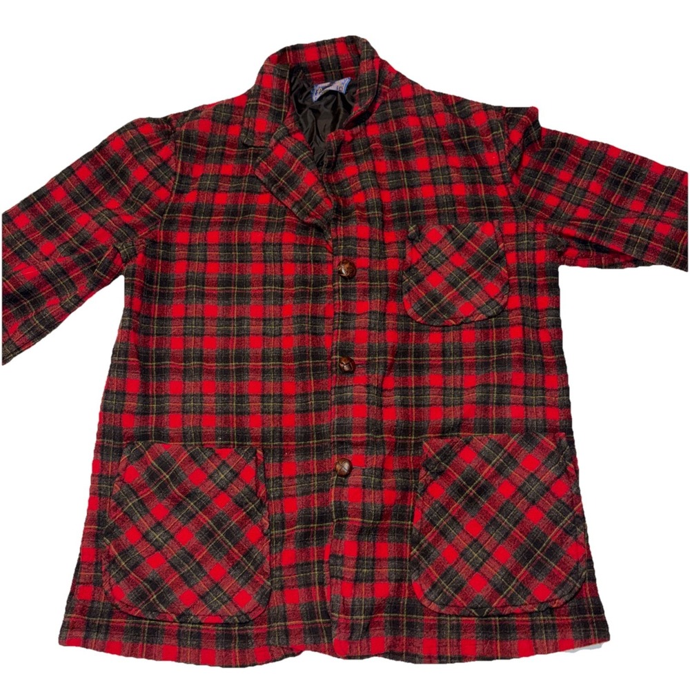 Vintage Pendleton Wool Jacket Red Plaid Hunting Field Coat USA Men's Small